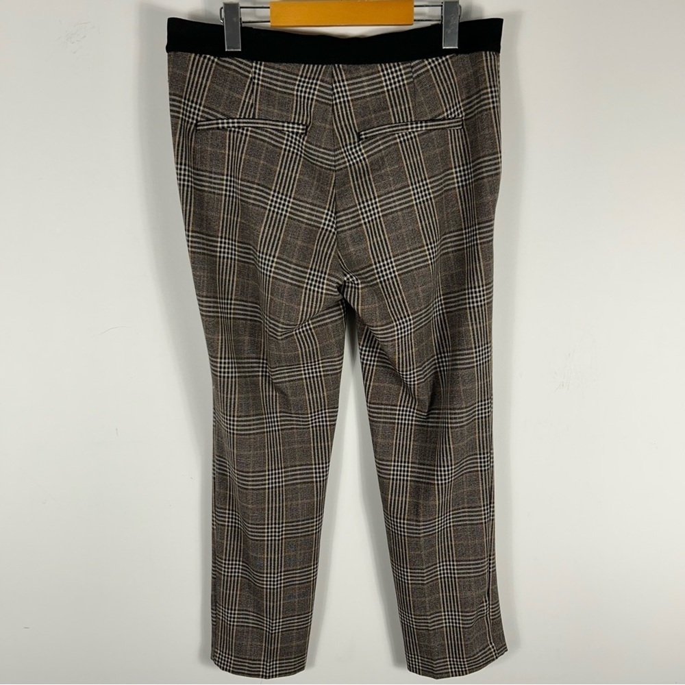 H&M Brown Plaid Trousers Size 12 Dark Academia Career Workwear Slim Straight❤️ - Picture 4 of 11